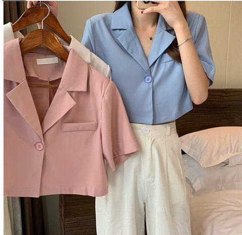 Camisa tipo blusa de oficina corta de manga corta 