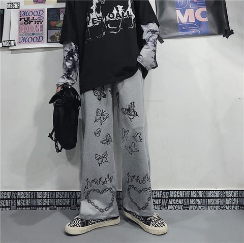 Butterfly Printed Hip Hop Long Pants