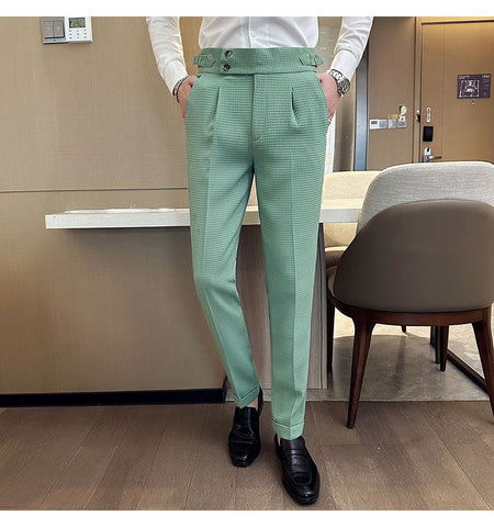 Pantalones largos de oficina elegantes y formales de cintura alta para hombre 