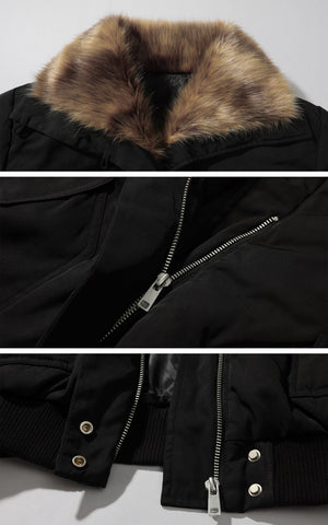 Faux Fur Collar Cropped Down Jacket