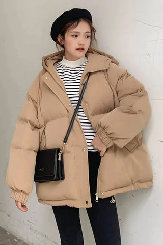 Solid Warm Hooded Parkas Coat Jacket