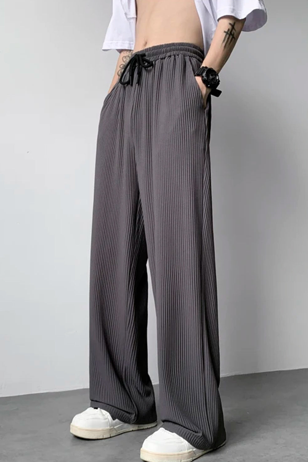 Loose Casual Long Pleated Men Pants