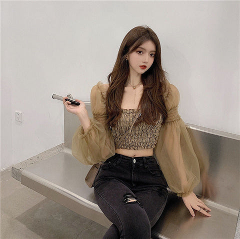 Sexy Folds Off Shoulder Chiffon Crop Tops