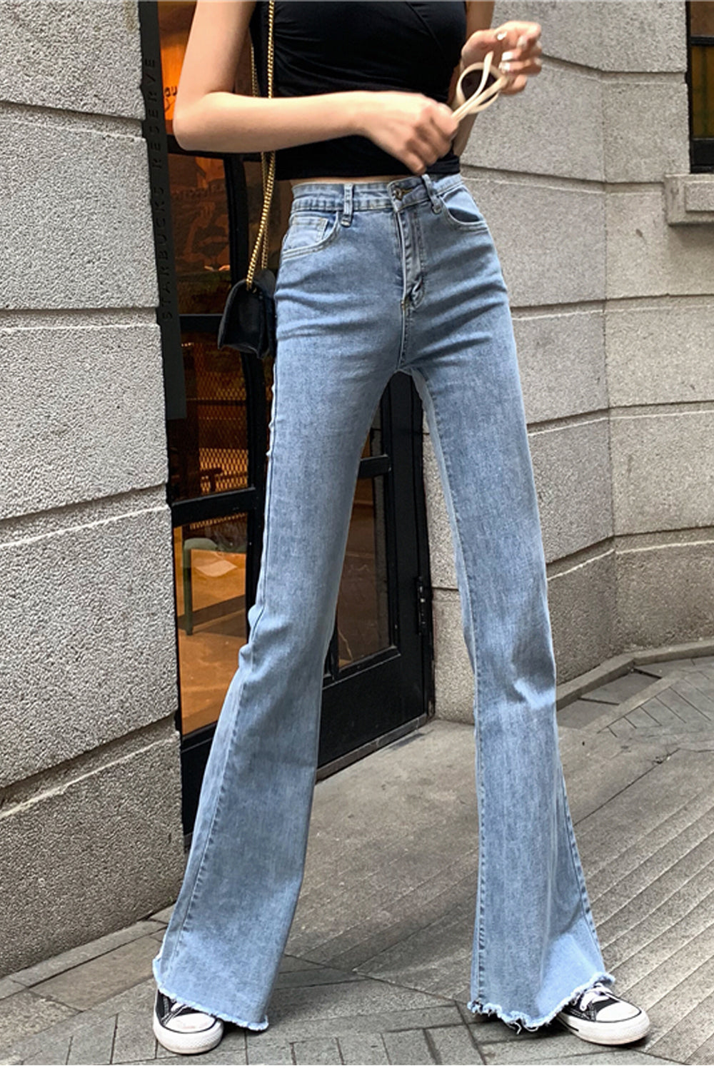 High Waisy Skinny Flare Jeans Pants