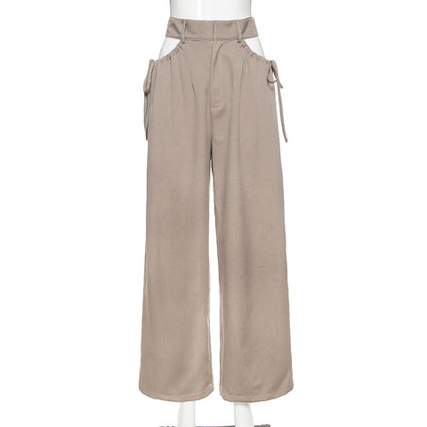 High Waist Hollow Out Tassel Wide Leg Pants