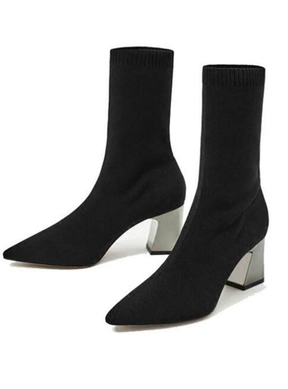 Ankle Elastic Sock Boots Chunky High Heels – Omcne