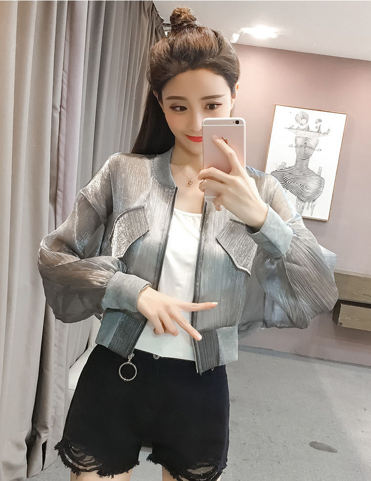 Loose Transparent Lurex Thin Basic Jacket