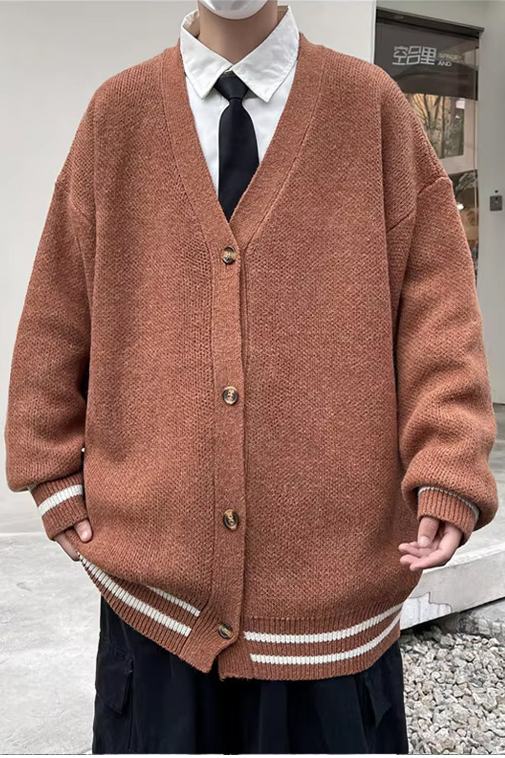 Loose Retro Knitted Men Cardigan Sweater