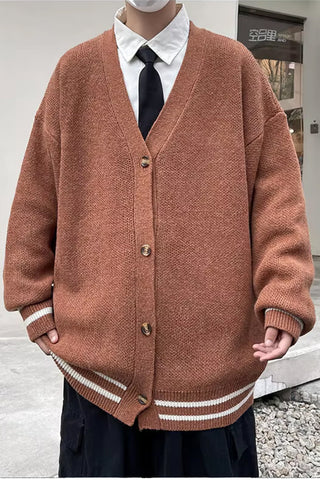 Loose Retro Knitted Men Cardigan Sweater