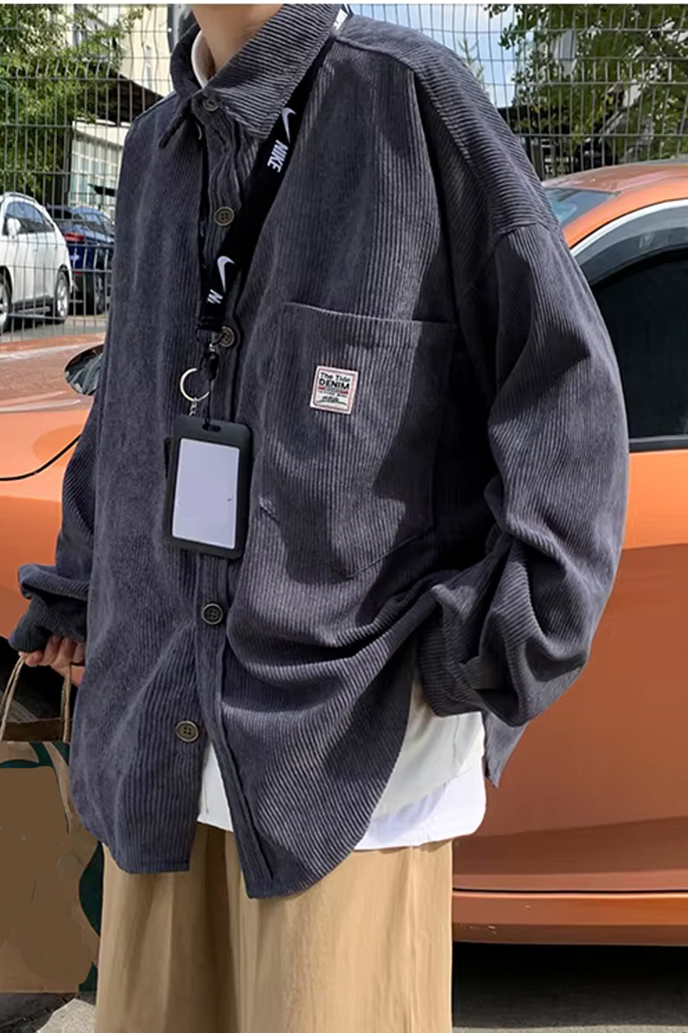 Loose Long Sleeve Retro Colors Men Corduroy Shirts