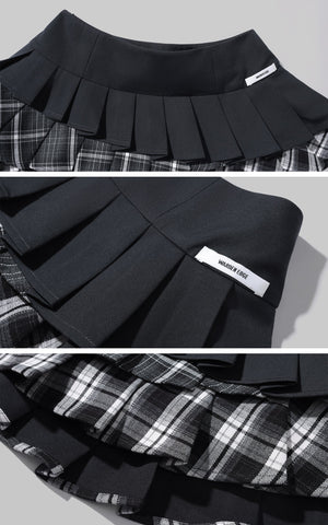 Layered Pleated Mini Skirt