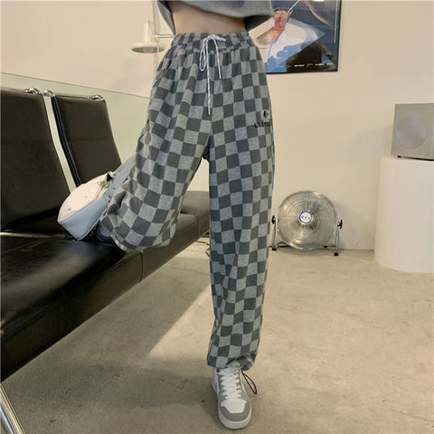 Casual Plaid Checkerboard Jogger Sweatpants