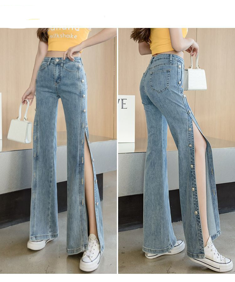 Sexy Flare Split Skinny Jeans Pants