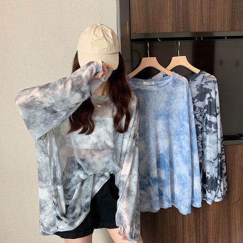 Long Sleeve Tie Dye Sun Proof O-Neck Shirt