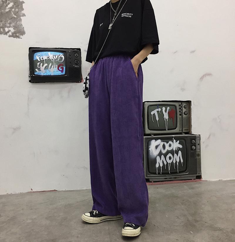 High Waist Corduroy Wide Leg Loose Pants