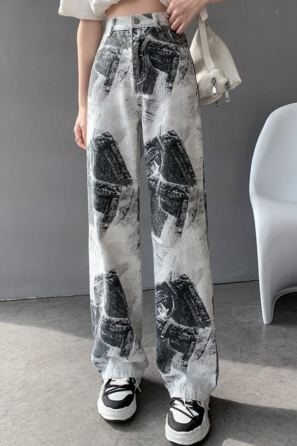 High Waist Long 3D Printed Pants