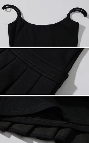 Asym Pleated Rib Knit Mini Dress