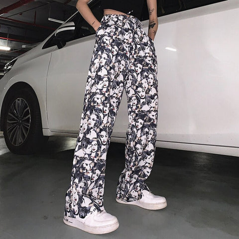 Vintage Faces Full Printed Long Pants