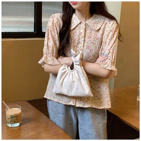 Casual Retro Floral Pattern Elegant Shirt