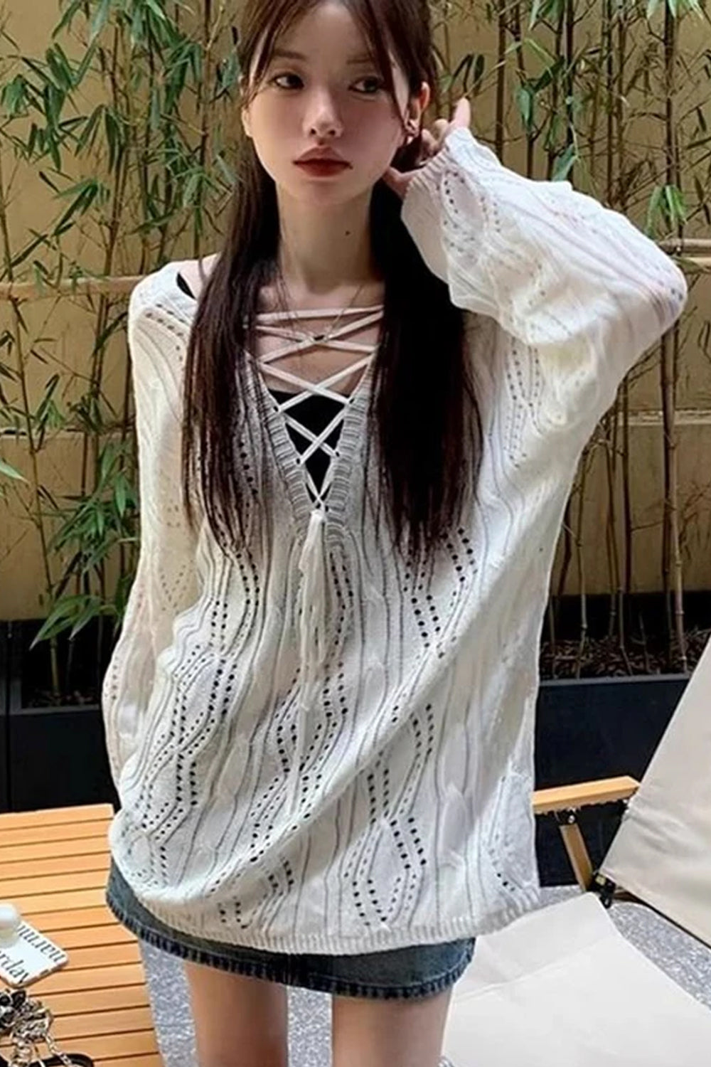 Long Sleeve Hollow Out Summer Shirt