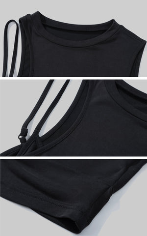 Asymmetrical Strap Cropped Tank Top