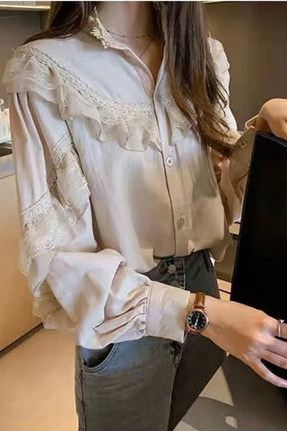 Long Sleeve Vintage Lace Blouse Shirt