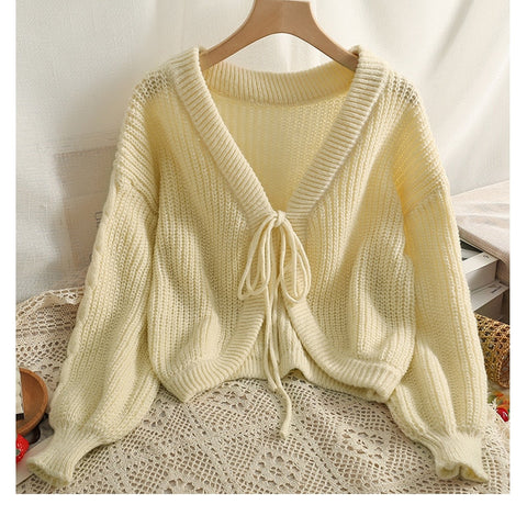 Front Tie Style Elegant Cardigan Sweater