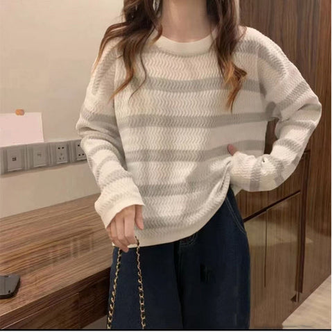 O-Neck Striped Casual Knitted Sweater