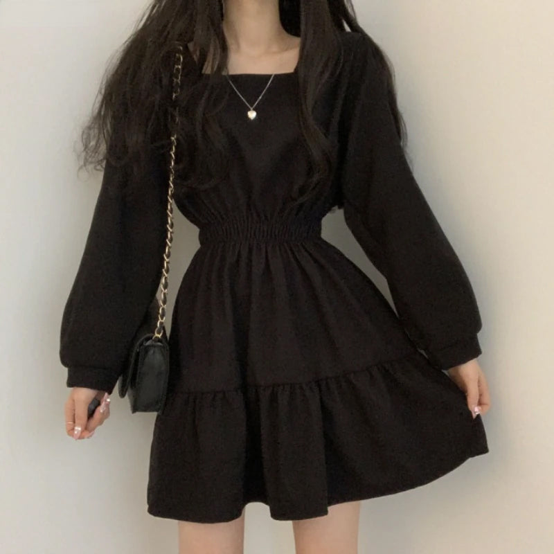 Long Puff Sleeve Elegant Mini Dress