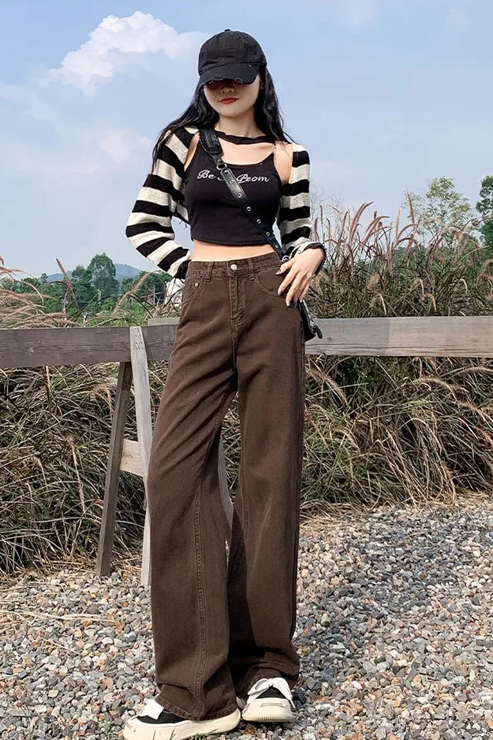 High Waist Dark Colors Loose Pants