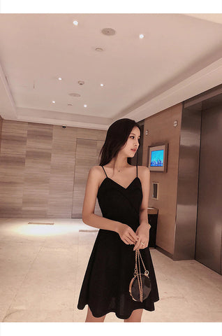 Black Elegant Sexy Slim Spaghetti Dress