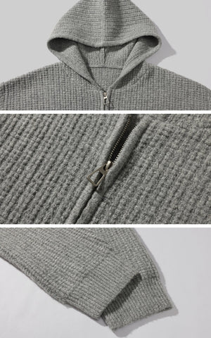 Textured Knit Hoodie and Shorts Set