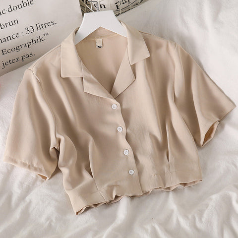 Camisa sexy corta y ajustada con cuello en V 