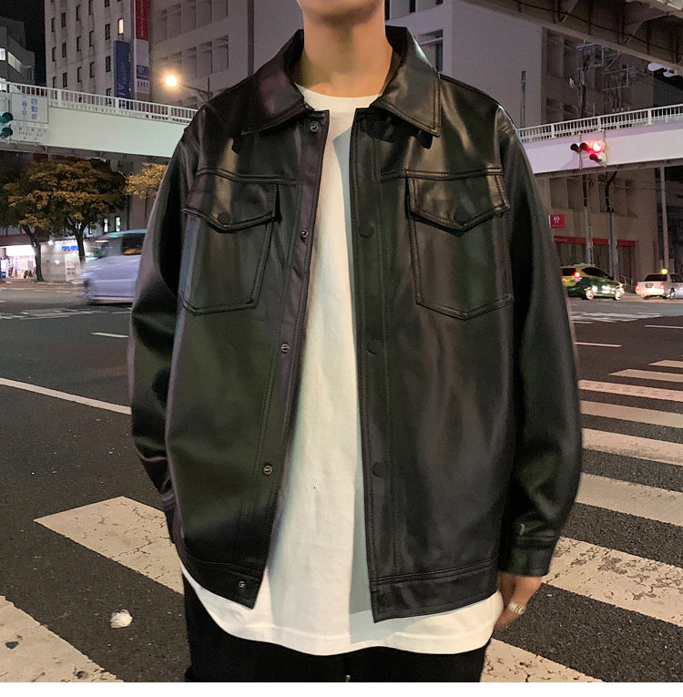 Black Soft Faux Leather MEN Jacket