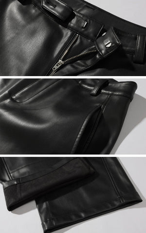 Black Faux Leather Wide-Leg Pants