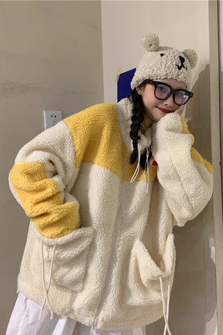 Loose Zip Up Winter Fleece Coat Jackets