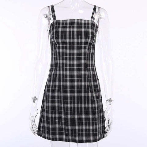 Sexy Black Punk Plaid Gothic Dress