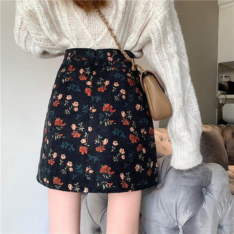 High Waist Floral Printed Bodycon Mini Skirts