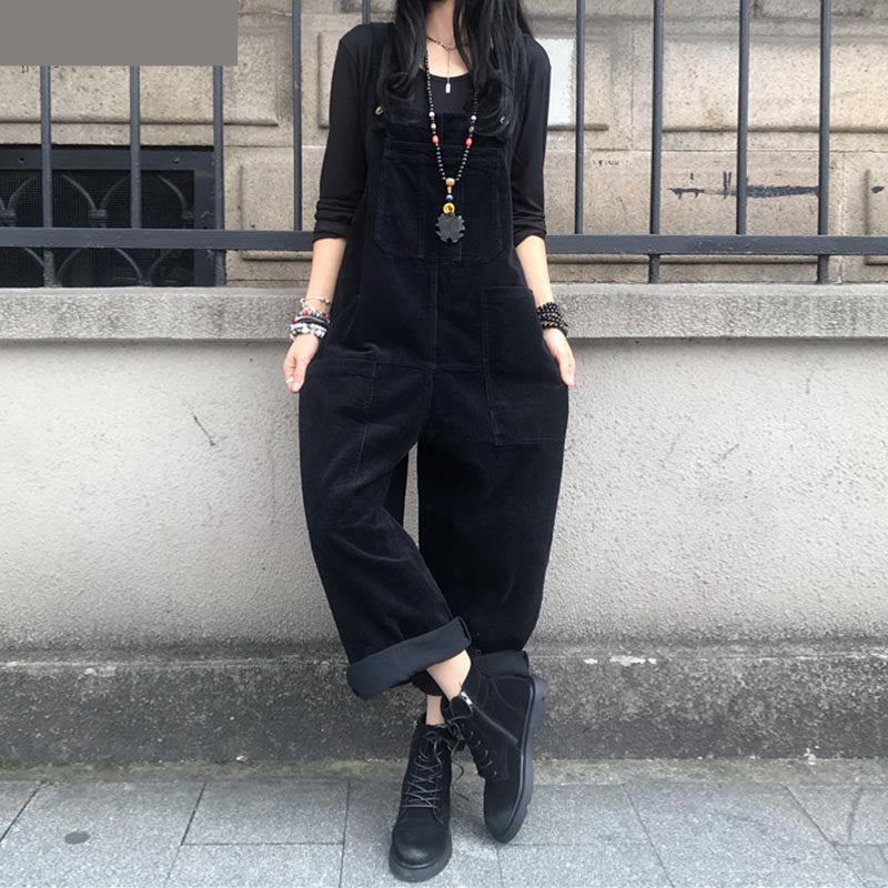 Casual Wide Leg Corduroy Rompers Jumpsuit