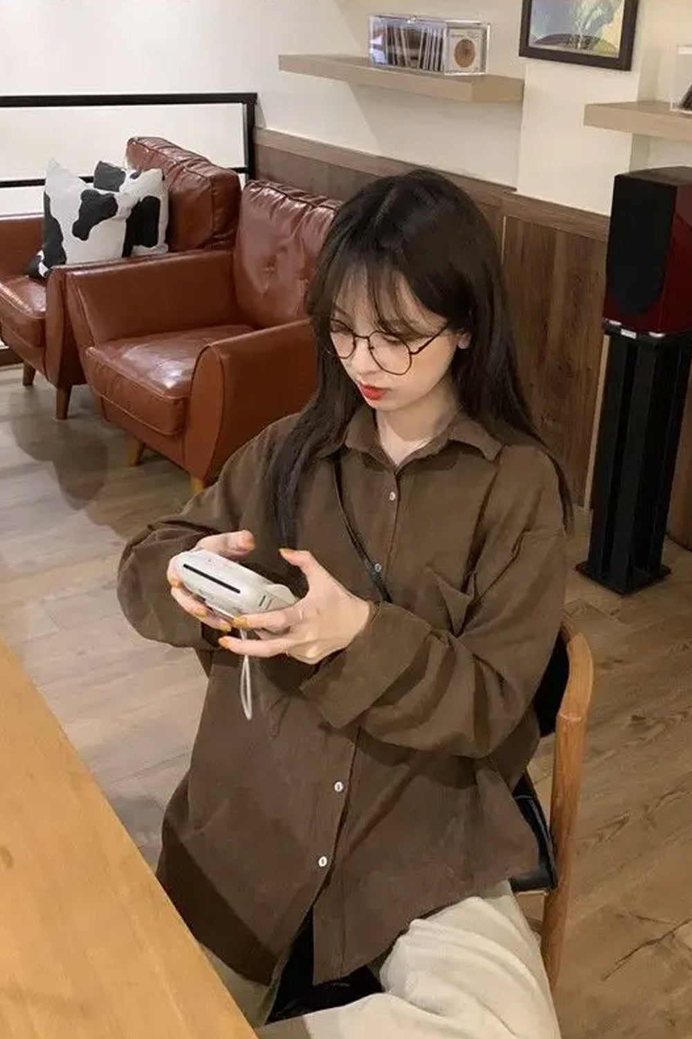 Long Sleeve Simple Colors Blouse Shirt