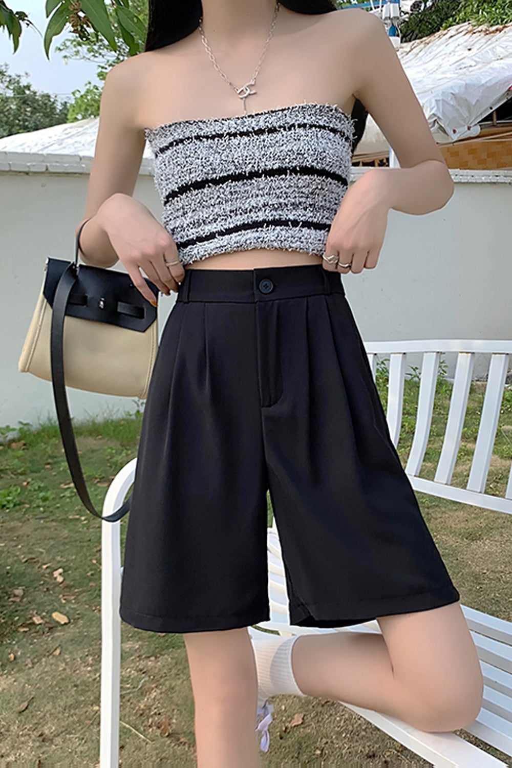 Shorts mit hoher Taille und süßen Farben 