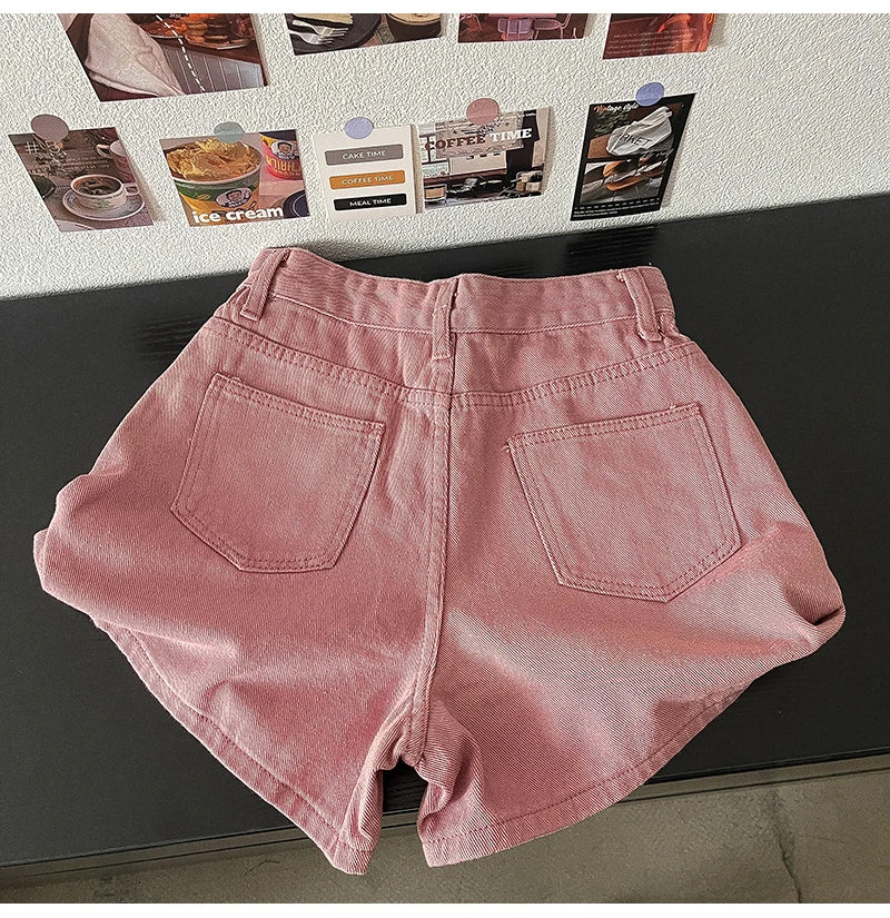 High Waist Classic Pink Denim Shorts