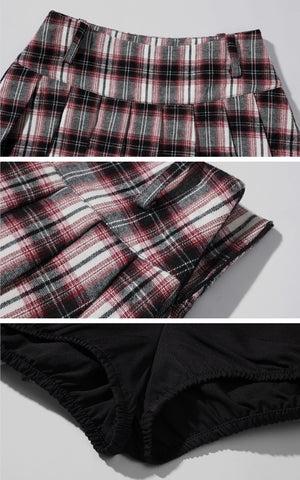 Plaid Pleated Mini Skirt