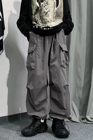 Elastic Waist Side Pocket Cargo Pants