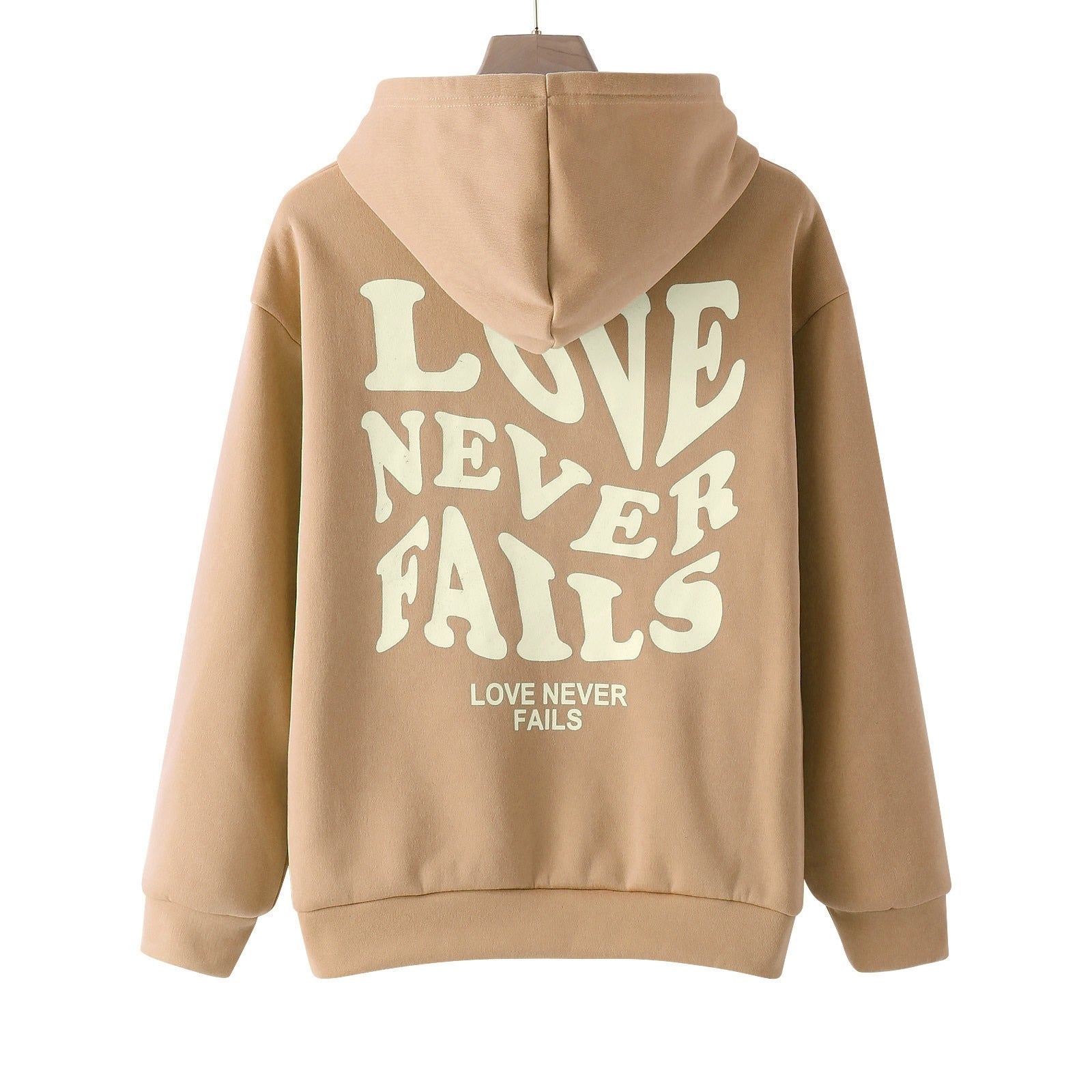 Ästhetischer Hoodie „Liebe versagt nie“