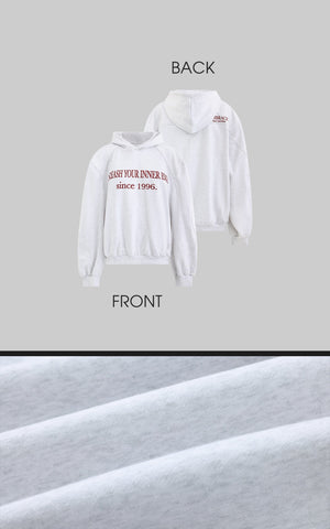 Retro Lettering Print Hoodie + High-Waisted Shorts Set