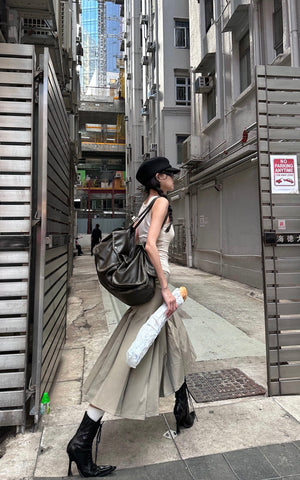 Asymmetrical vest with skirt & pleated skirt set