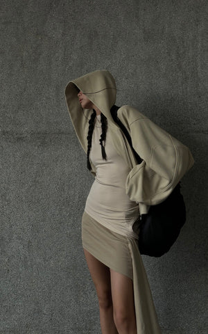 Asymmetrical vest with skirt & pleated skirt set
