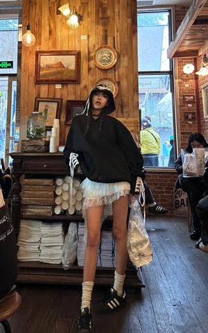 Asymmetrical Mini Lace Skirt