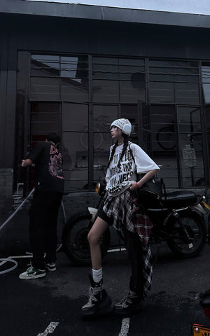 Asymmetrical Plaid Patchwork Skirt